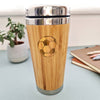 Bamboo travel mug with football etched on the side