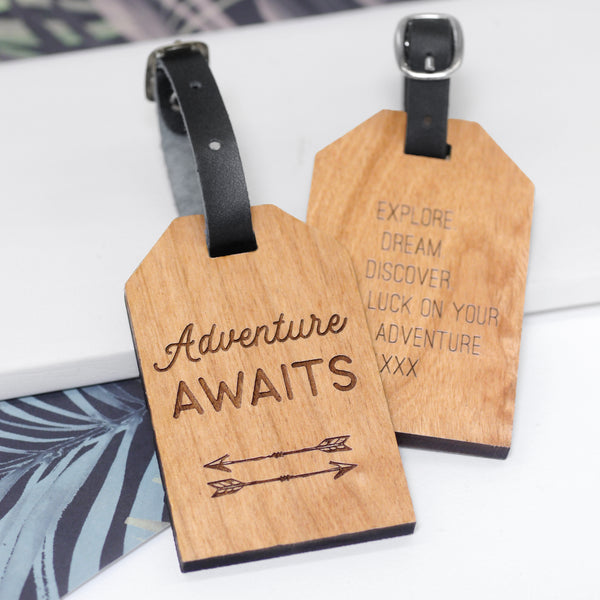Wooden luggage tag