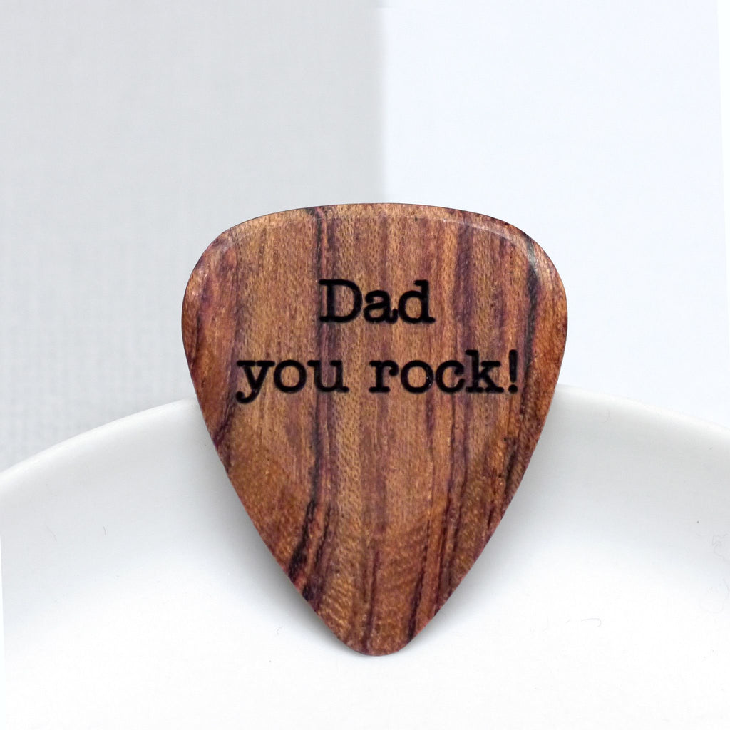 Wooden Plectrum with Dad personalisation