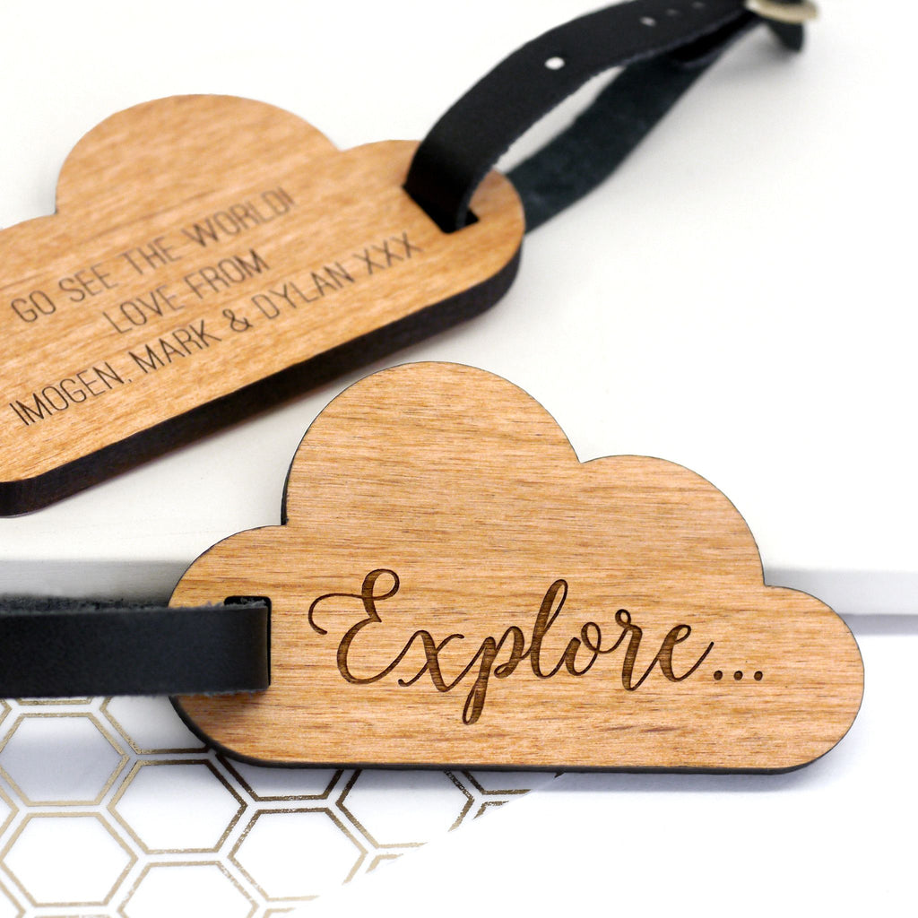 Wooden Luggage Tag in Cloud Shape