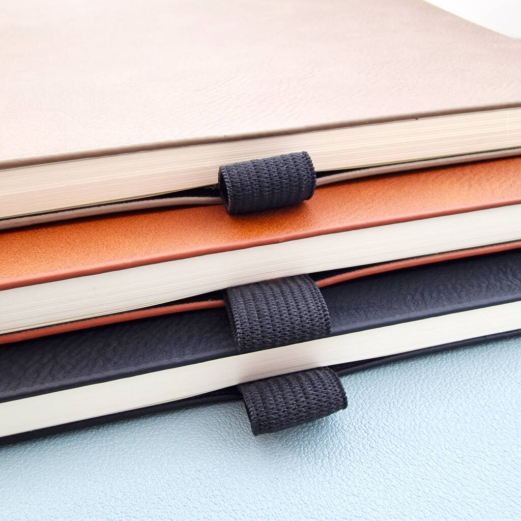 Three faux leather notebooks