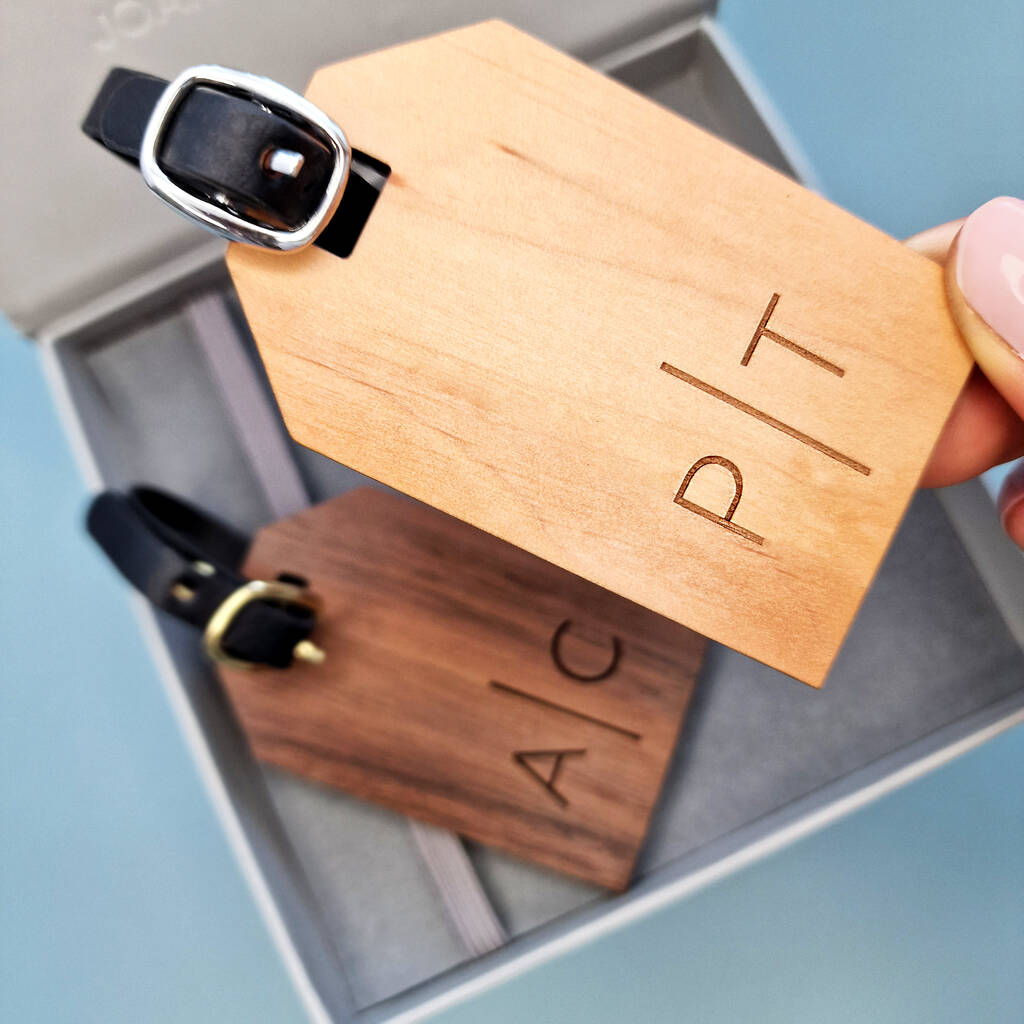 alder wood luggage tag