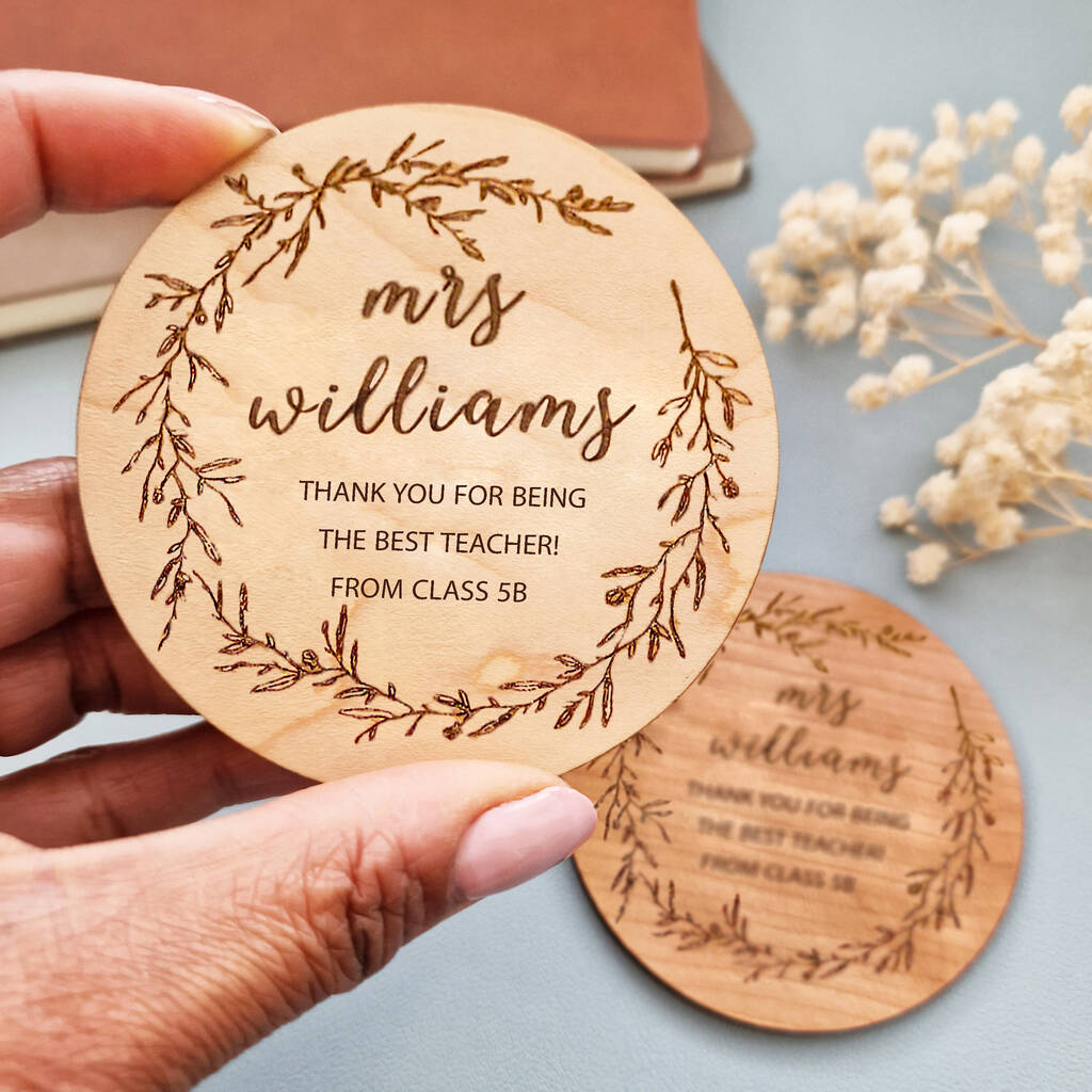 Maple wood veneer coaster personalised with text