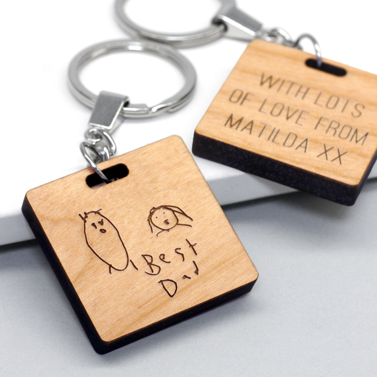 Square Keyring Personalised Child's Drawing Square Keyring – Joanna Emily