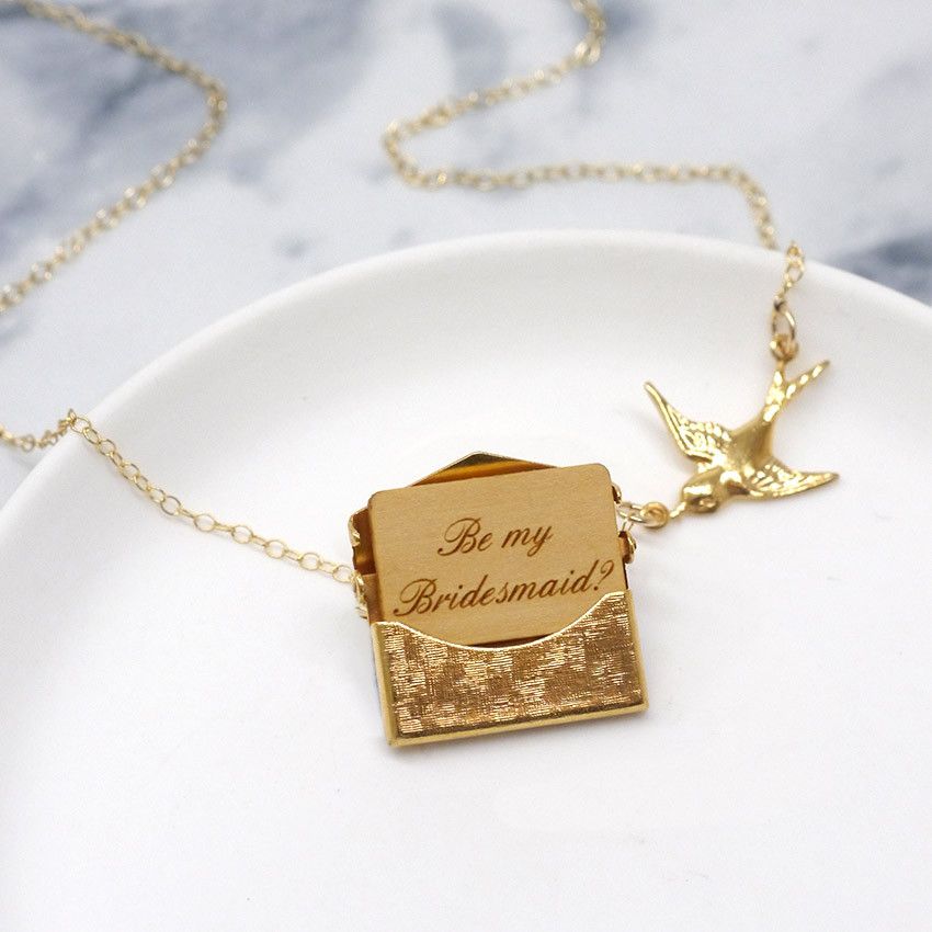 Be my Bridesmaid gold necklace