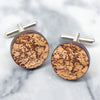 Wooden personalised globe cufflinks