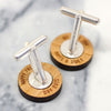 Globe cufflinks with secret personal message