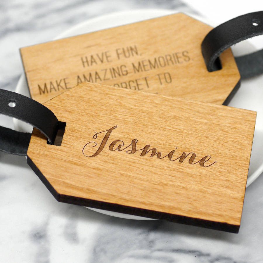 personalised calligraphy name luggage tag