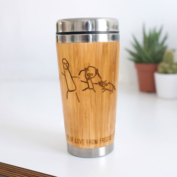 Bamboo Travel Mug With Child's Illustration