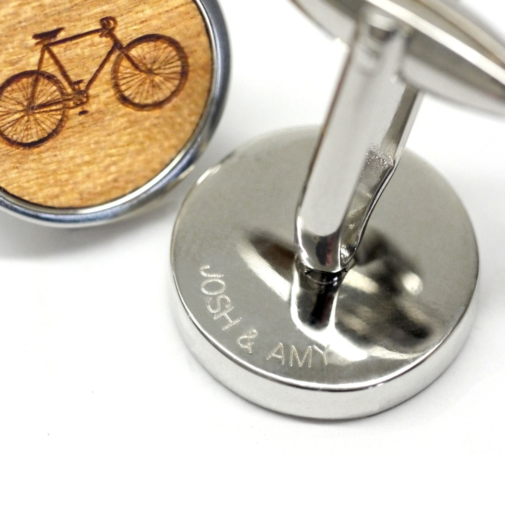 Silver cufflinks with personalised message