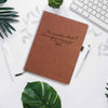 Personalised Handwritten Message on Brown Notebook