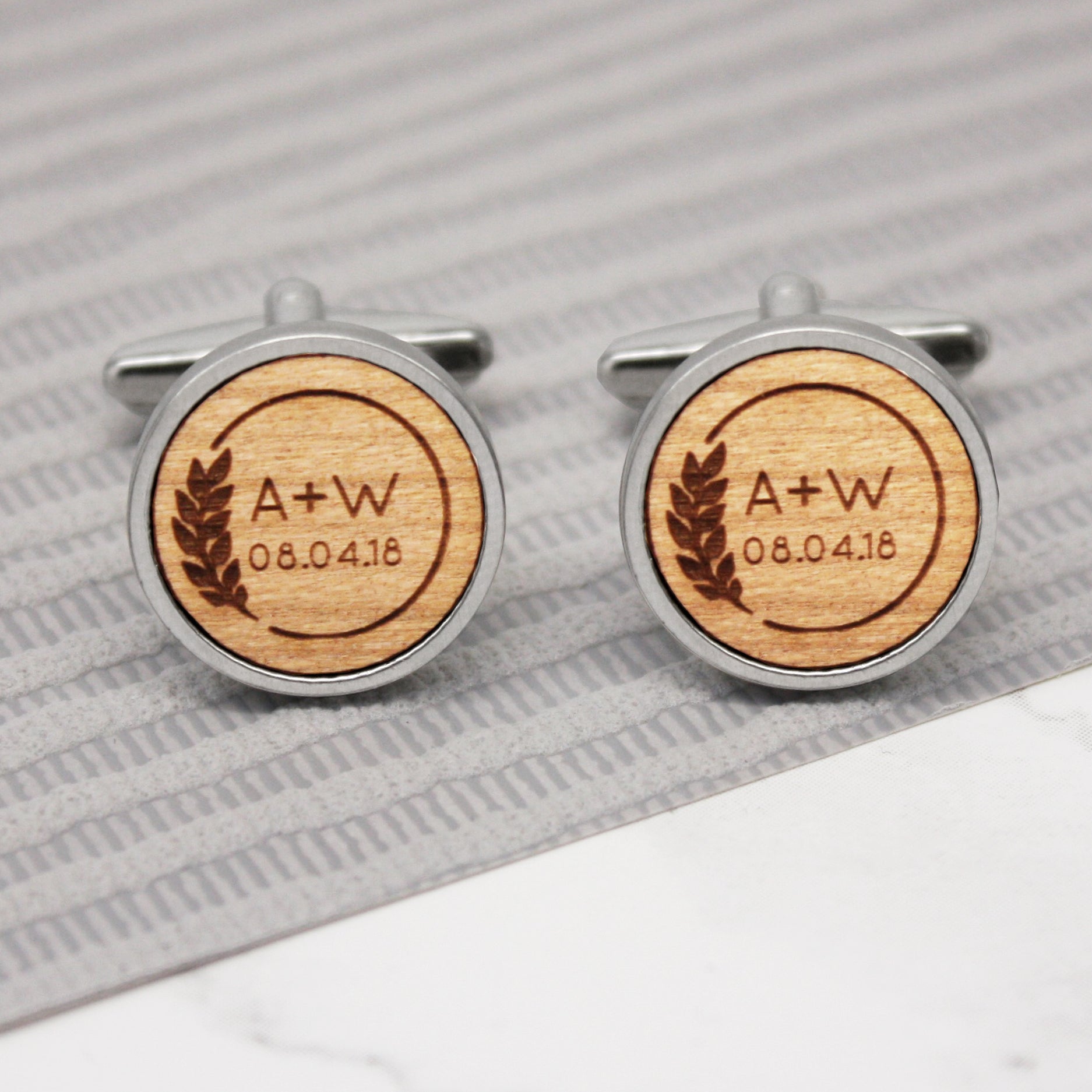 Personalised Leaf And Initials Cufflinks – Joanna Emily