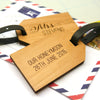 Personalised messages on back of Mr & Mrs luggage tags