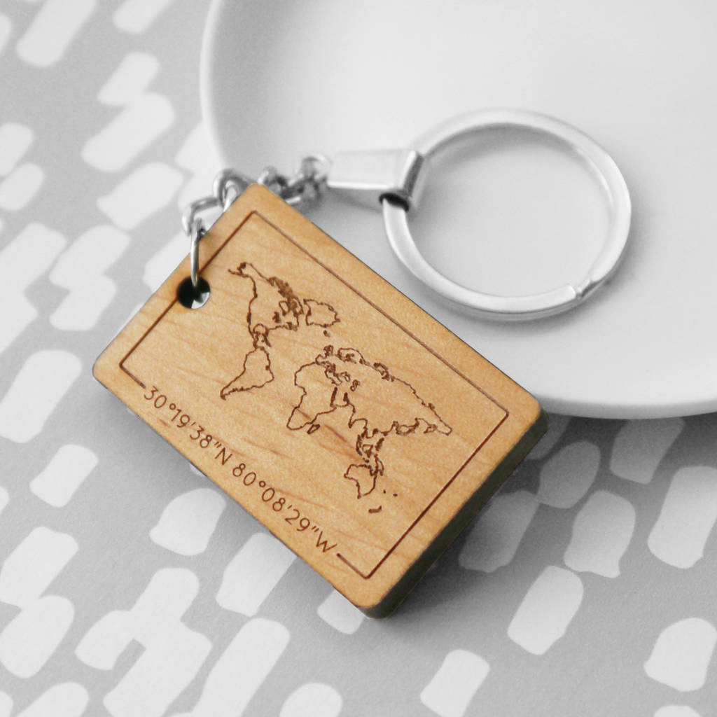 Personalised coordinates keyring online