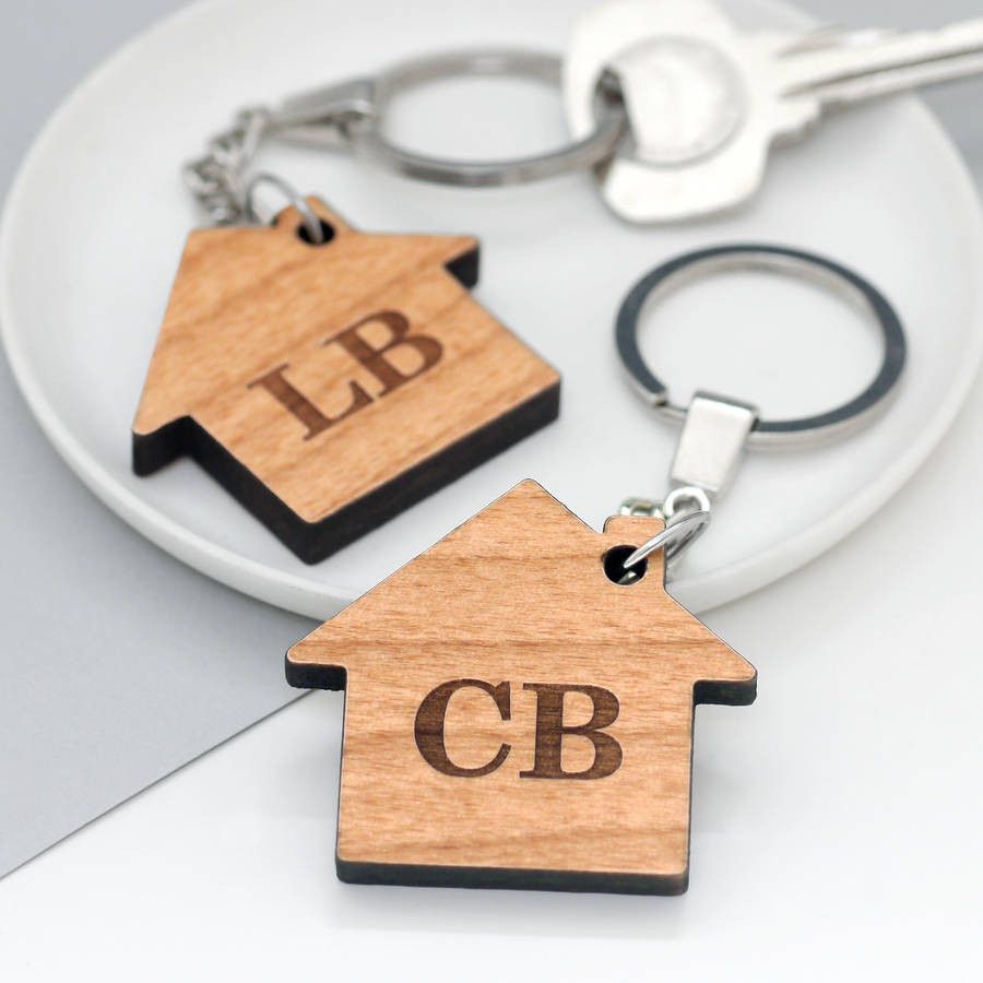 Set Of Two Personalised New Home Keyrings