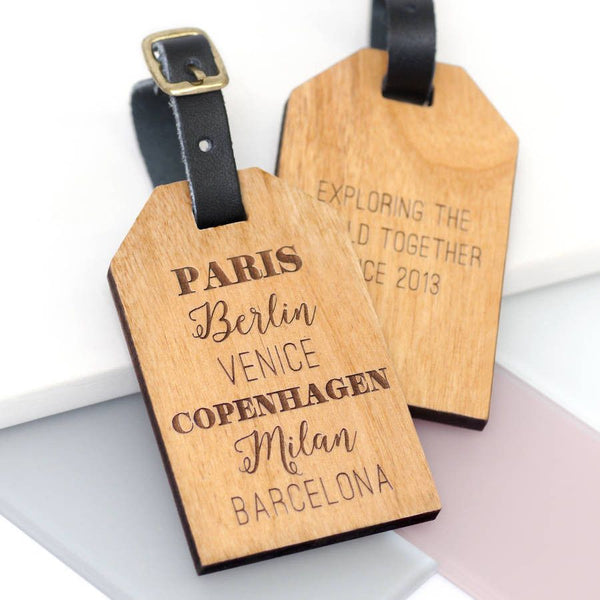 Personalised favourite places luggage tag