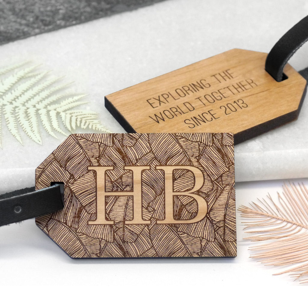 Wooden personalised luggage tag
